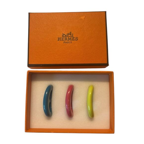 HERMÈS Tribord Chaîne d'Ancre Scarf Ring Set of 3 Multicolor with Box - Picture 1 of 15